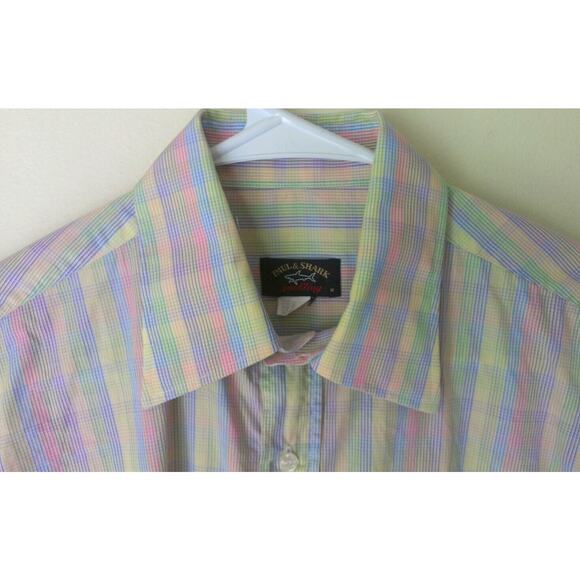 Paul & Shark Shirt Men's M Bright Multicolor Check Made in Italy - Picture 2 of 5